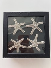 Tahari Home Crystal Starfish Napkin Rings Set of 4 New NWT