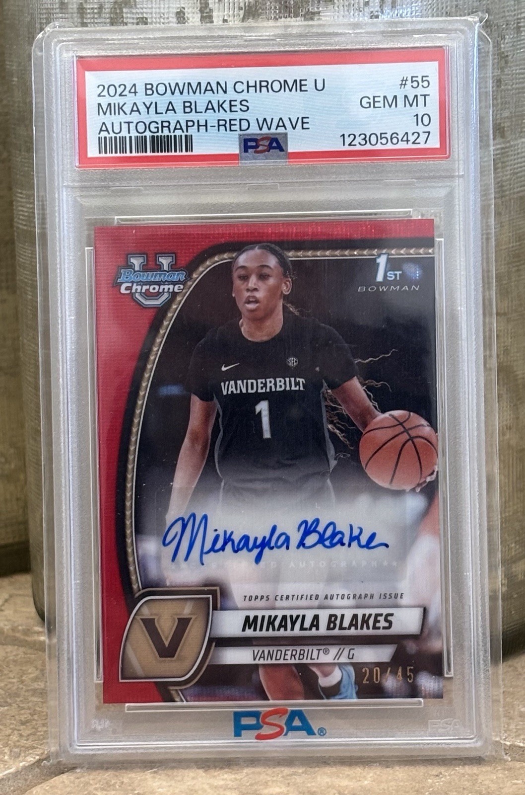 2024 Bowman U Chrome MIKAYLA BLAKES 1st Red Wave Auto /45 PSA-10 VANDERBILT