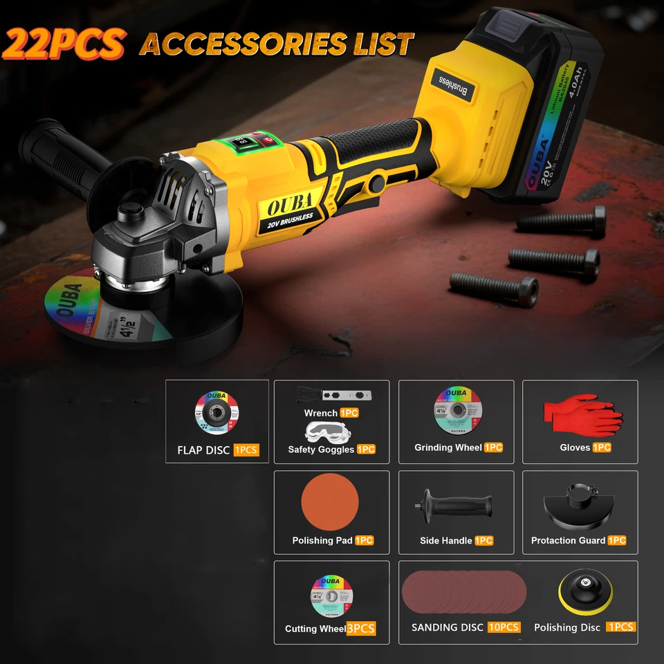 Amoladora angular inalámbrica para Dewalt 20V MAX 4-1/2" 5" sin escobillas 22 piezas kit completo Foto 2 de 4