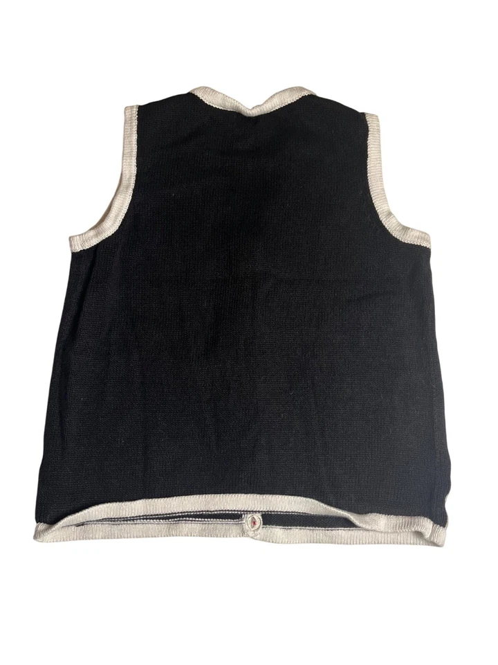 Holiday Editions Christmas Womens Vest Size S Large Black Stitched Snowmen & Sno - Image 2 of 4