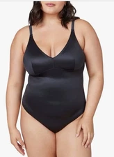 Spanx Women's Shaping Satin Thong Bodysuit Very Black NWT Size X-Large