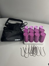 Conair Instant Heat Travel Curler 12 Pink Rollers with Clips Portable Black Case