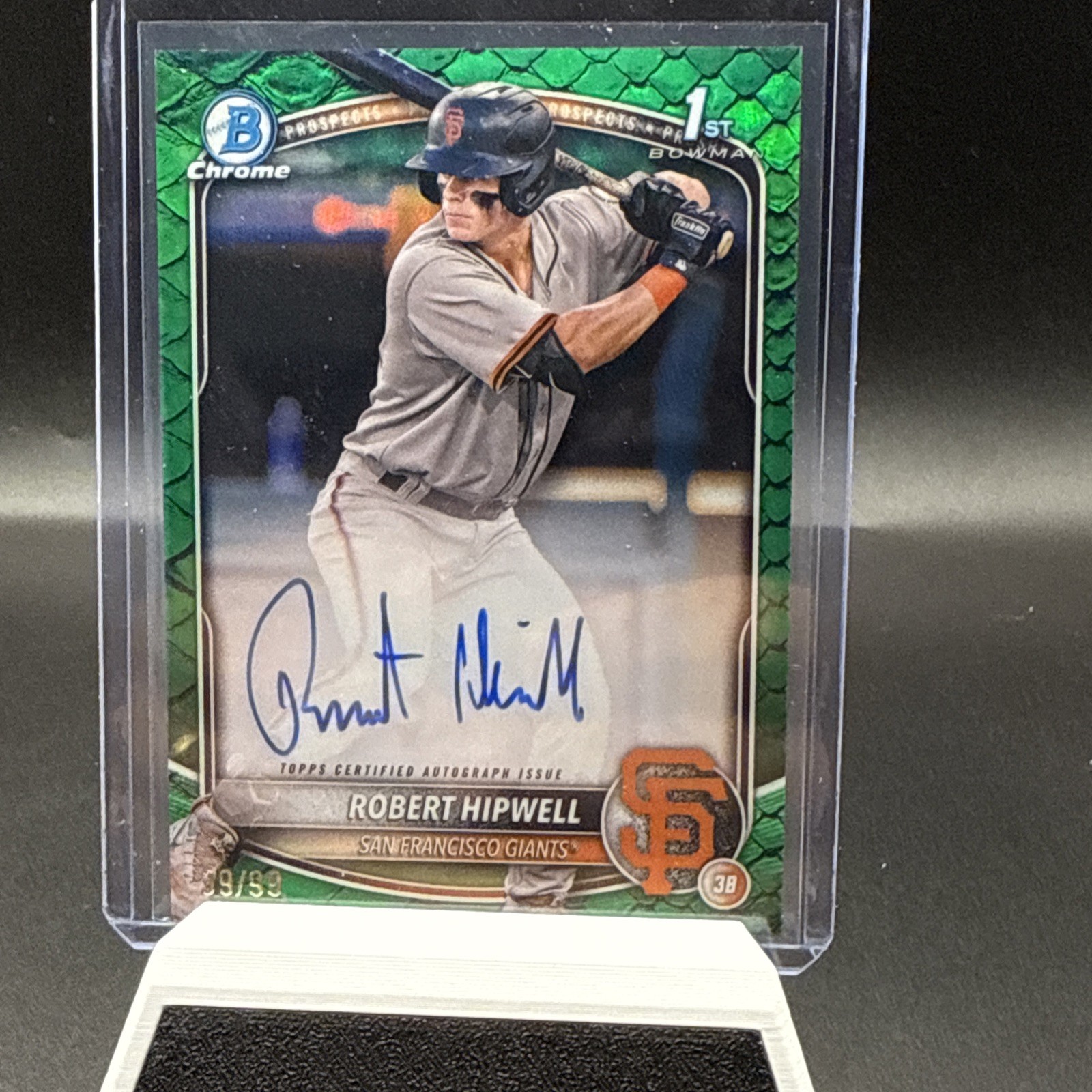 2025 Bowman Chrome Prospect Auto Reptilian Green 92/99 #CPA-RH Robert Hipwell