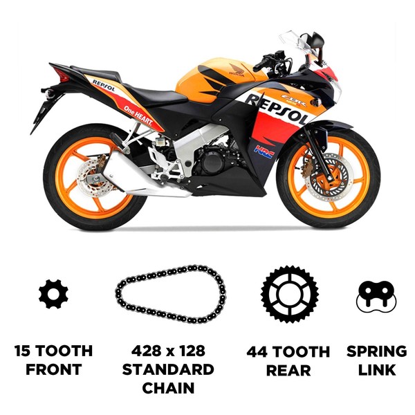 Kit de piñón de cadena DID y acero al carbono JT para Honda CBR 125 R 11-17
