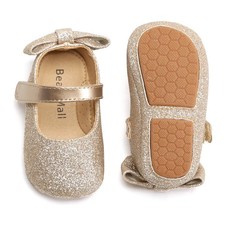 Gold Baby Shoes Girl 12-18 Months - Infant Baby Walking Shoes Moccasinss Rubb...