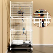 3-tier Freestanding Bird Cage, 75 37 125cm Bird Cage with Universal Wheels