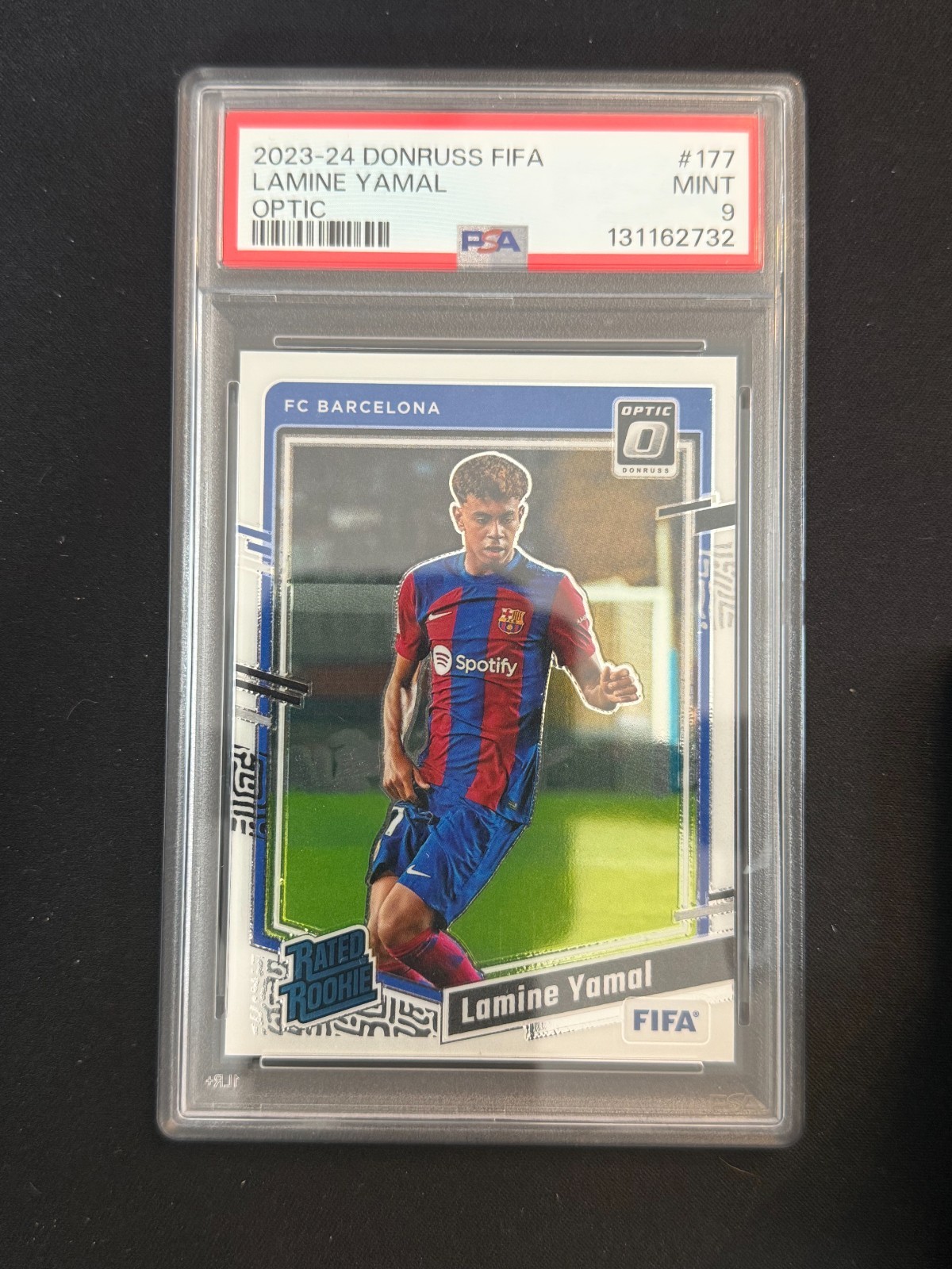 2023-24 Panini Donruss FIFA Rated RC Lamine Yamal Optic #177 Barcelona PSA 9 MT
