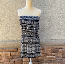 EUC Forever 21 Strapless Black & White Tribal Print Sundress Sz M FREE SHIPPING