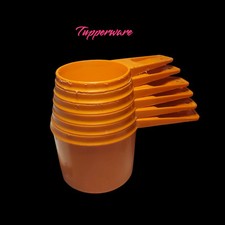 Vintage MCM Tupperware Harvest Orange Stacking Measuring Cups Set of 6 USED