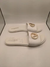 New Valentino By Mario Valentino Bugola Slide Sandals In White Sz 10