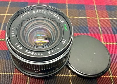Auto Super-Paragon PMC Auto 1:2.8 28mm Prime Objektiv mit zwei Objektivdeckeln