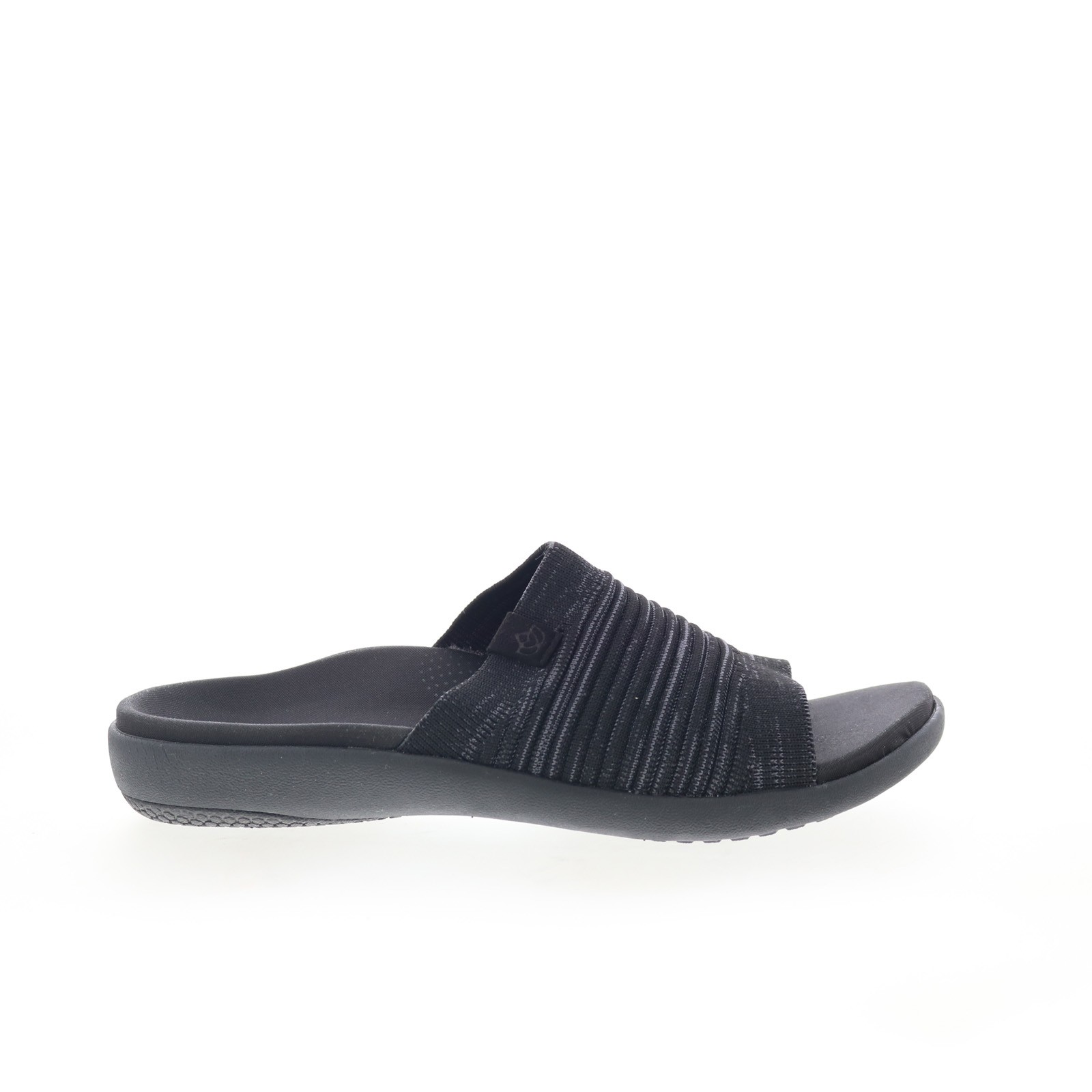 Spenco Astoria Slide SP1016BLK Womens Black Canvas Slides Sandals Shoes