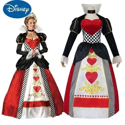 Alice In Wonderland Cosplay Queen Of Hearts Dress Red-Queen Costume Halloween W3