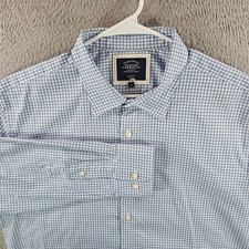 Charles Tyrwhitt Mens XL Slim Fit Non-Iron Cotton Check Dress Shirt Blue White