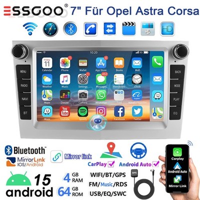 4+64GB Android 15 Autoradio GPS Carplay WIFI RDS SWC Für Opel Corsa C D Astra H