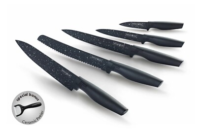 Royalty Line 5pcs Knife Set Non-Stick Coating   black UVB:30 
