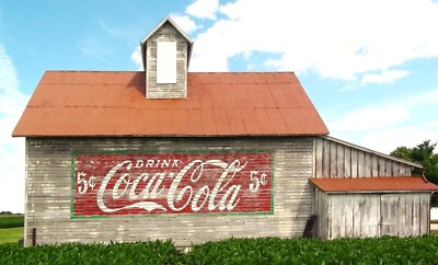 HO Scale Building Background / 2D Flat ''Barn Coca Cola'' 05 Backdrop R.R. Scenery