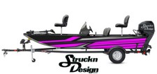 Purple Grey Arrow Cracked Stripes Design Wrap Fishing Bass Boat Vinyl Decal USA