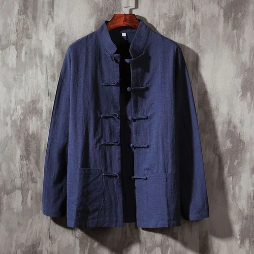 Chinese Tang Traditional Suit Men Retro Shirt Kung Fu Tai Chi Jacket Hanfu Top - Foto 23 di 31