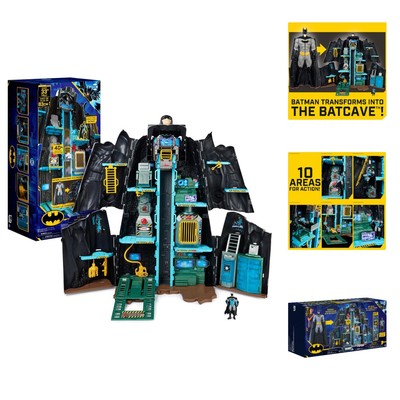 Batman, Bat-Tech Batcave, Giant Transforming Playset with Exclusive 4  Batman...