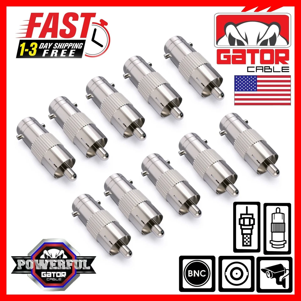 BNC Female Plug to RCA Male Coax Connector Adapter Converter for CCTV Camera 10X - Image 3 of 4