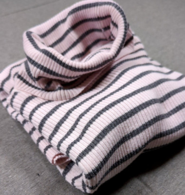 Old Navy Classic Turtleneck Rib Knit Pink Gray Stripe Womens Size S Base Layer