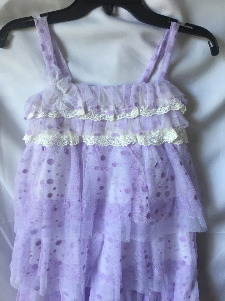 Vestido de Campo Isobella And Chloe Niña Punteado Lavanda en Niveles Talla 5-Nuevo Foto 4 de 4