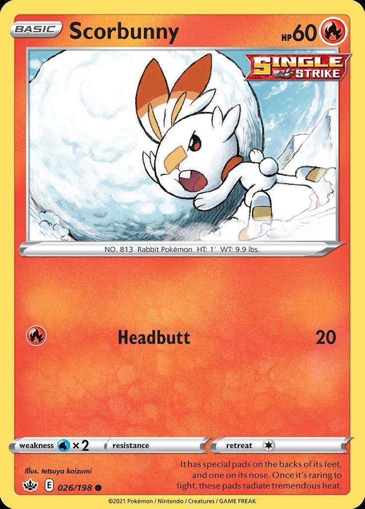 Pokemon Scorbunny (26/280) Chilling Reign LP REVERSE HOLO
