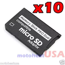 Lot x 10 Memory Stick MS Pro Duo Adapter Micro SD SDHC TF Card Reader PSP Series