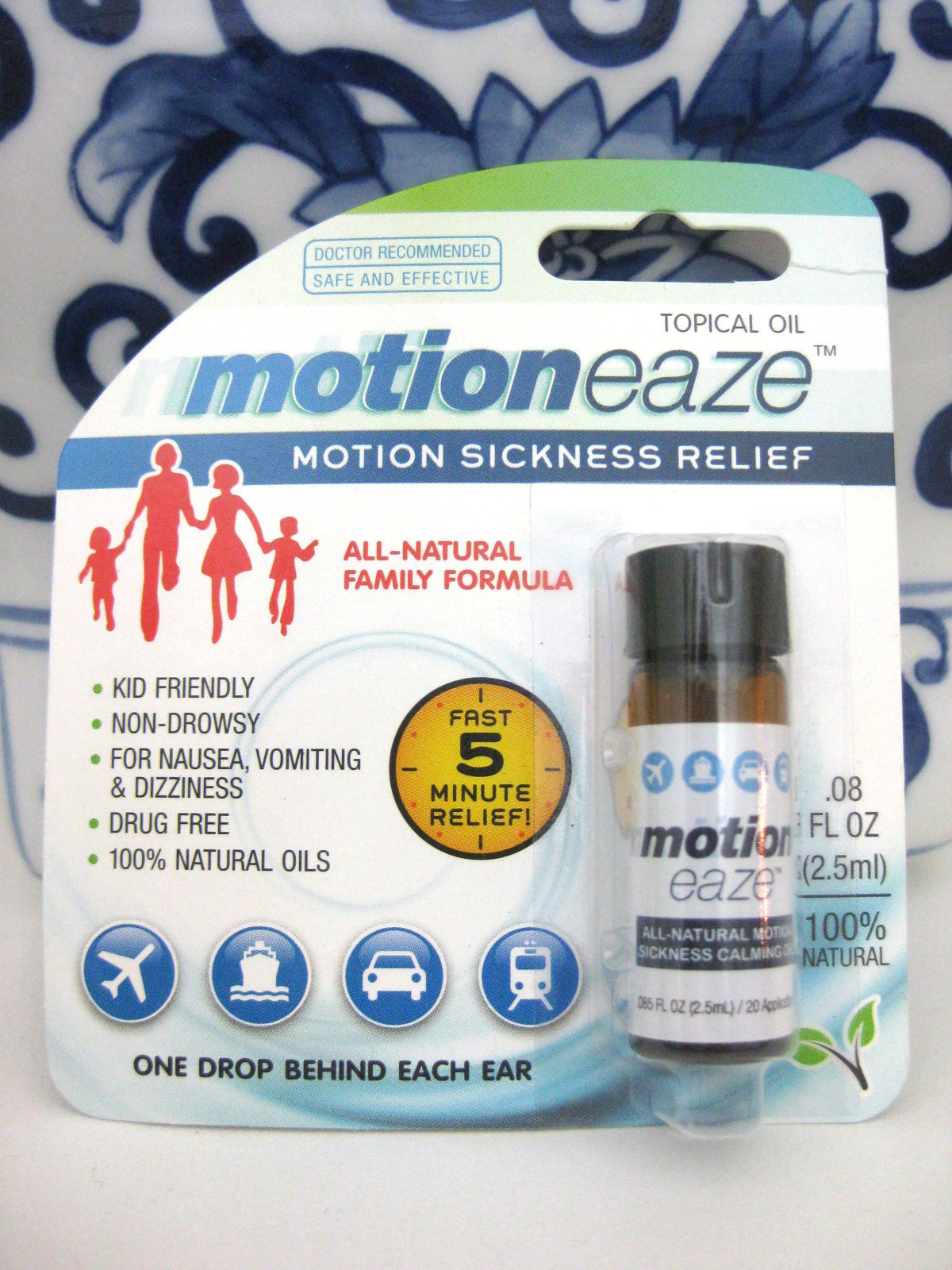 MOTIONEAZE Motion Air Sea Sickness Topical 5 Minute Relief Natural Oil