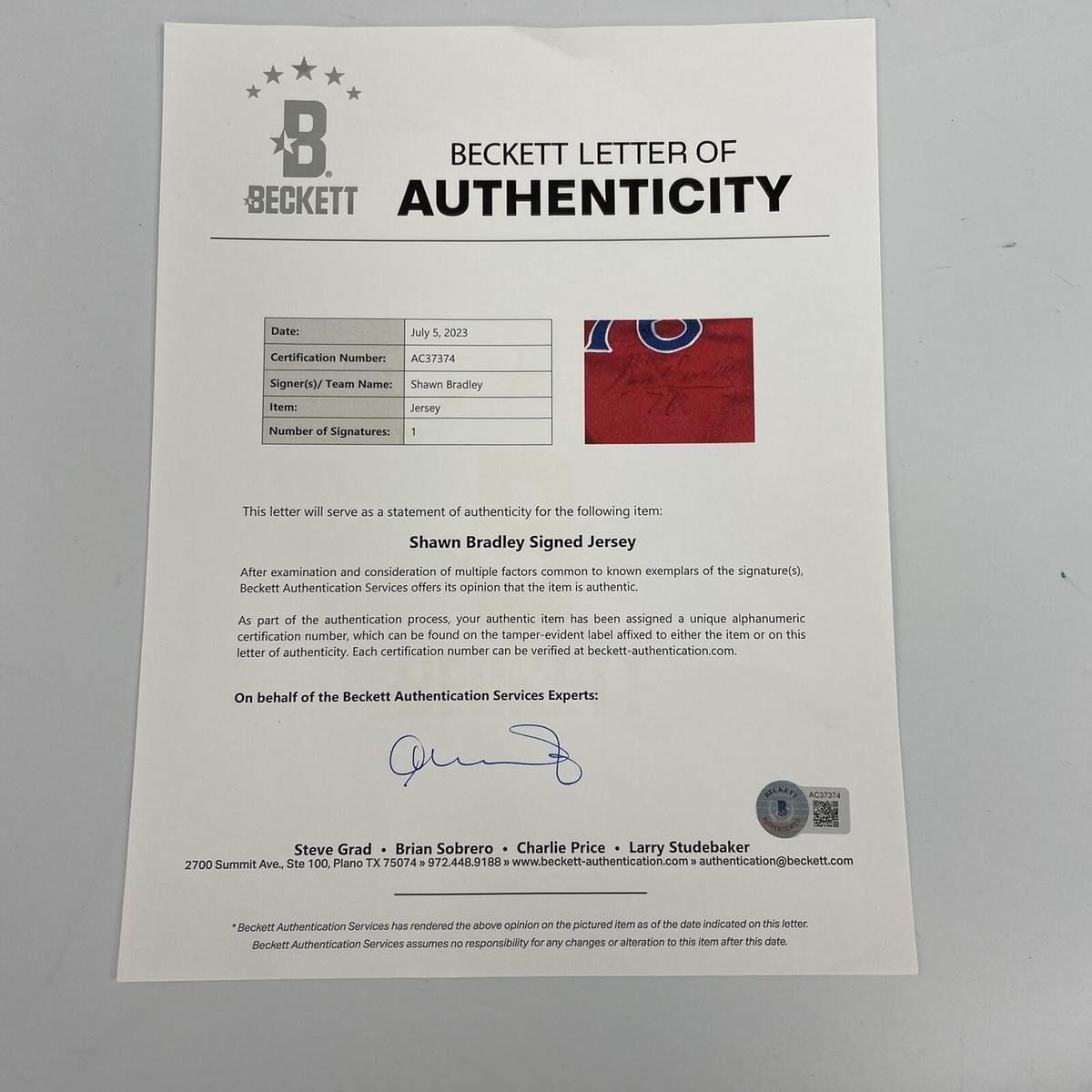 Shawn Bradley Signed Team-Issued 1995-96 Philadelphia 76ers Road