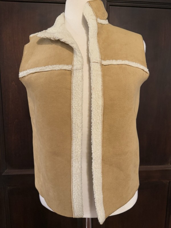 Tan Shearling Faux Suede Vest