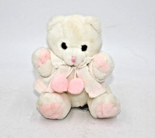 7" Russ Caress Soft Pets Baby White Pink Rattle Sweater Teddy Bear Animal 730