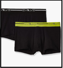 Evolve Men's Cotton Stretch No Show Trunk Underwear Multipack, Black/Black,