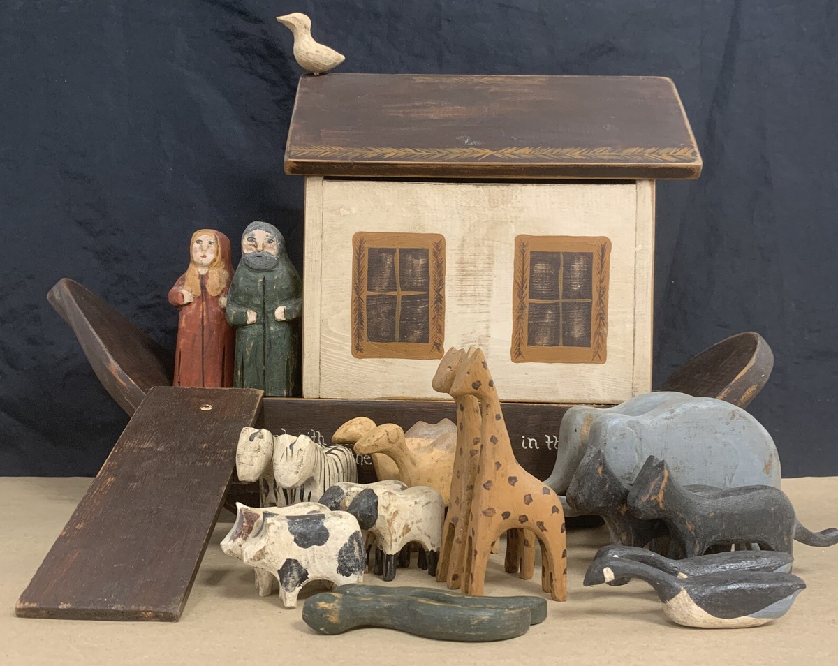 Folk Artist Ted Nichols 1986 ~ NOAH'S ARK ~ Original Hand Carved