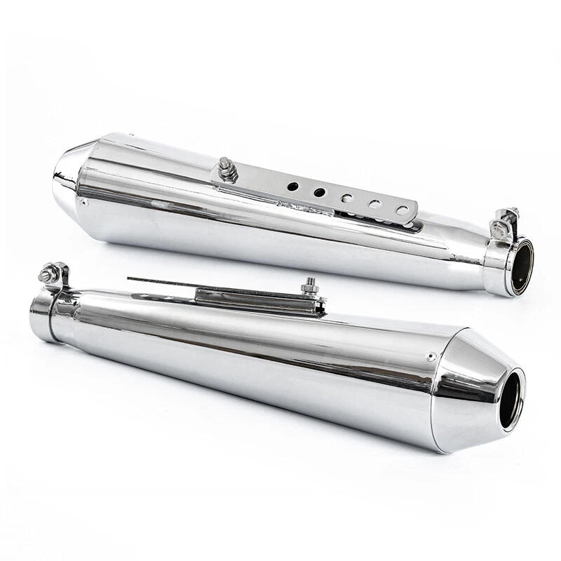 2X Megaphone Style Chrome Exhaust Muffler 17.5" Long For Chopper Bobber Custom - Image 3 of 4