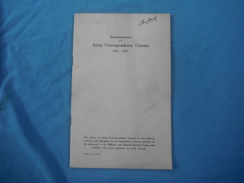 US Army Announcement Of Army Correspondence Courses 1922 1923 EBay