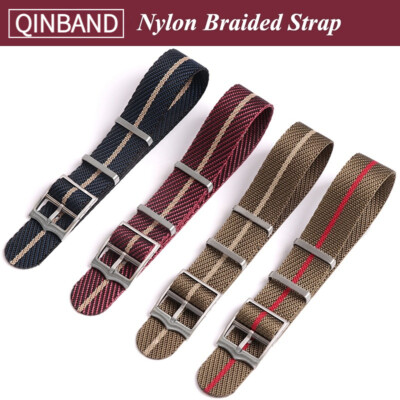 Nylon Braided Watch Strap Band Canvas Nylon Strap Universal 20 22mm Wavy Buckle