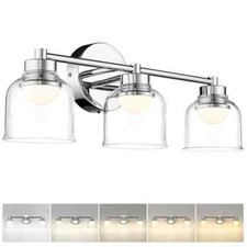 JAZAVA 21.25 in. 3-Light Chrome LED Vanity Light with Clear Glass Shade