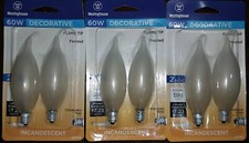 New 6ct Westinghouse 60W Decorative Frosted Flame Tip Light Bulb E12 Base