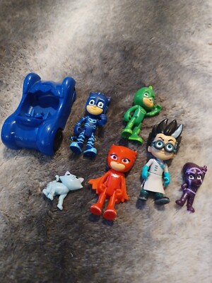 PJ Masks Lot of 7 Figures Romeo Catboy Ninjalino Owlette Character Figures HTF 