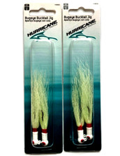 2 PACKS Hurricane 3/8oz Bugeye Bucktail Jig White Head Faded Chartreuse 2-Count