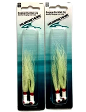 Hurricane 2 Packs 3/8oz Bugeye Bucktail Jig White Head Faded Chartreuse 2-Count