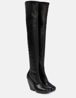 KHAITE Morgan Boot Over The Knee, Size 36.5, 6  Black Leather NEW