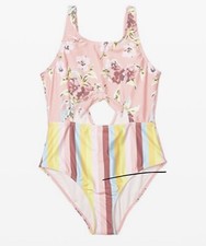 Volcom Bloomin On Up Pink 1pc Tie-knot Swimsuit Youth Girls Sz 8 ZP-5106