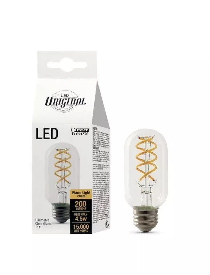 Feit Electric 4.5-Watt Vintage Style Clear Medium Base T14 LED Bulbs (3 PACK) - Image 2 of 3