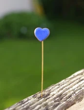 Heart Metal & Blue Enamel Straight Hat Pin Pinback