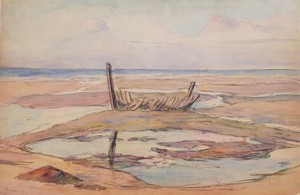 Détails Sur Pauline Adour Aquarelle Dessin Tableau Paysage Grève Plage Bateau Mer Océan 1900