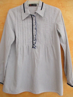 Tunique femme SYM en coton bleu rayé blanc Taille 38 Neuve* - Photo 1/4