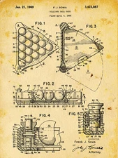 Billiard Rack Patent Drawing Metal Sign, Pool, Vintage, Sport, Den Décor, Office